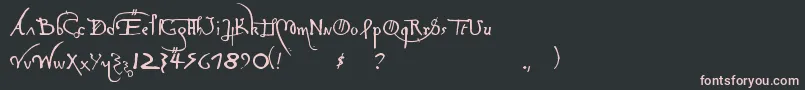 LeonardoHandF-fontti – vaaleanpunaiset fontit mustalla taustalla