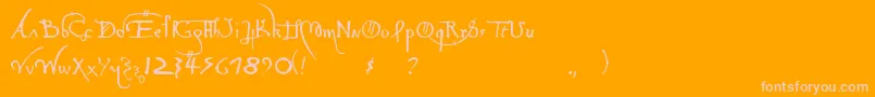 LeonardoHandF Font – Pink Fonts on Orange Background