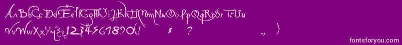 LeonardoHandF Font – Pink Fonts on Purple Background