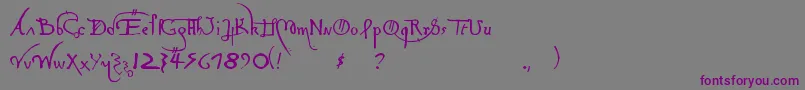 LeonardoHandF-fontti – violetit fontit harmaalla taustalla