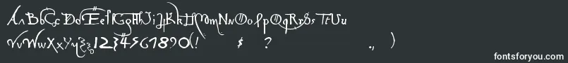 LeonardoHandF-fontti – valkoiset fontit mustalla taustalla