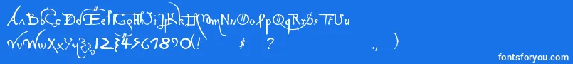 LeonardoHandF-fontti – valkoiset fontit sinisellä taustalla