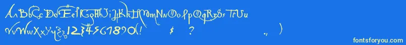 LeonardoHandF Font – Yellow Fonts on Blue Background