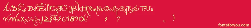 LeonardoHandF Font – Yellow Fonts on Red Background