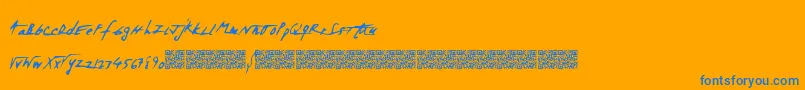 Spacezombie Font – Blue Fonts on Orange Background