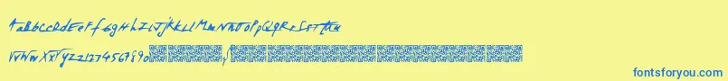 More about Spacezombie Font Spacezombie Font – Blue Fonts on Yellow Background