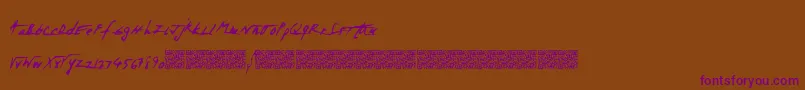 Spacezombie-Schriftart – Violette Schriften auf braunem Hintergrund