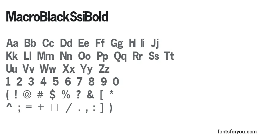 Шрифт MacroBlackSsiBold – алфавит, цифры, специальные символы
