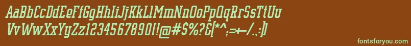 SupremeBw90Italic-fontti – vihreät fontit ruskealla taustalla