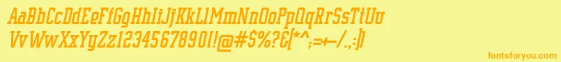 フォントSupremeBw90Italic – オレンジの文字が黄色の背景にあります。