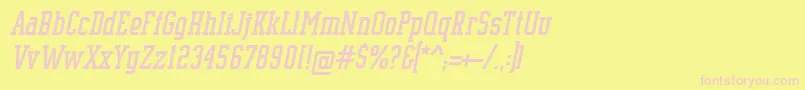 フォントSupremeBw90Italic – ピンクのフォント、黄色の背景