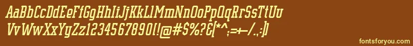 SupremeBw90Italic-fontti – keltaiset fontit ruskealla taustalla