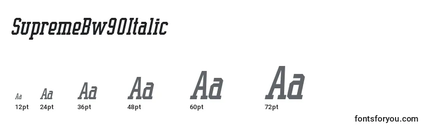 SupremeBw90Italic Font Sizes