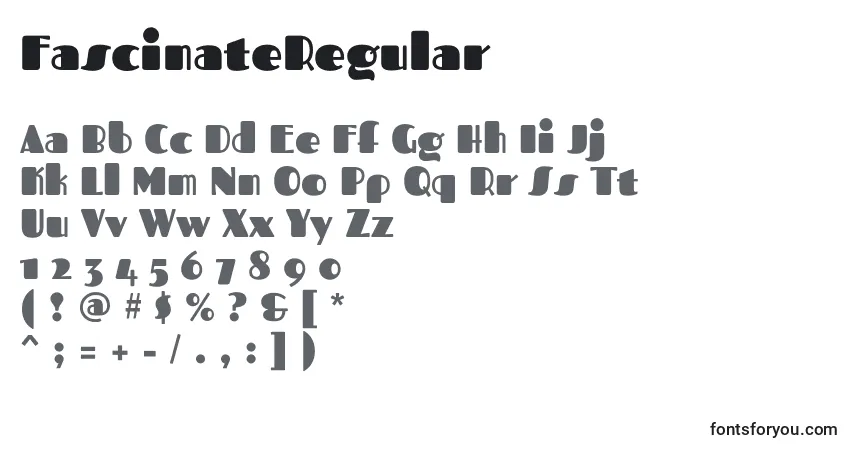 Шрифт FascinateRegular – алфавит, цифры, специальные символы