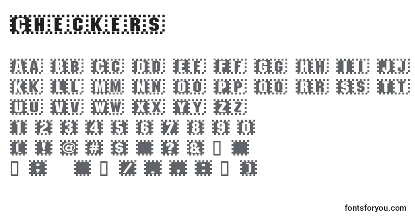 Czcionka Checkers – alfabet, cyfry, specjalne znaki