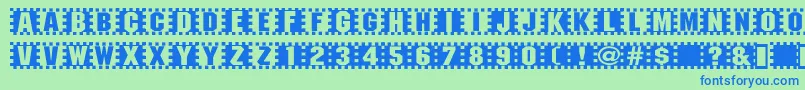 Checkers Font – Blue Fonts on Green Background