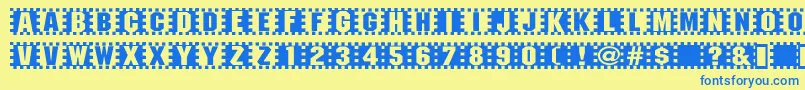 Checkers Font – Blue Fonts on Yellow Background