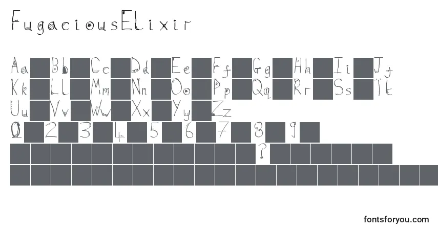 FugaciousElixir-fontti – aakkoset, numerot, erikoismerkit