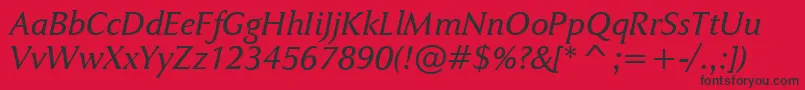 JaguarjcBookitalic Font – Black Fonts on Red Background