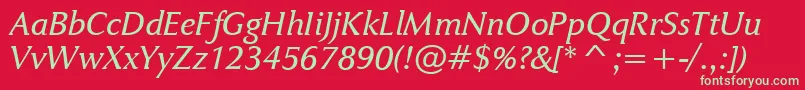 JaguarjcBookitalic Font – Green Fonts on Red Background
