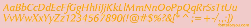 JaguarjcBookitalic Font – Orange Fonts on Pink Background