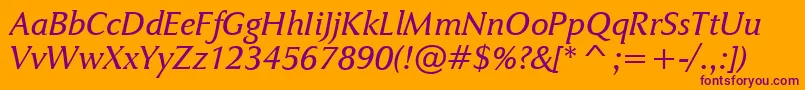JaguarjcBookitalic Font – Purple Fonts on Orange Background
