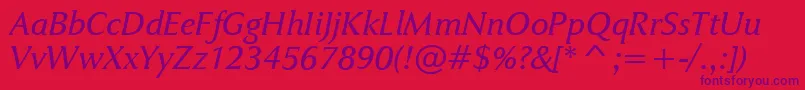 JaguarjcBookitalic-Schriftart – Violette Schriften auf rotem Hintergrund