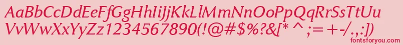 フォントJaguarjcBookitalic – ピンクの背景に赤い文字