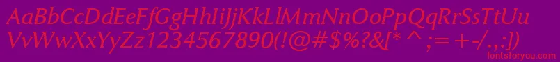 JaguarjcBookitalic Font – Red Fonts on Purple Background