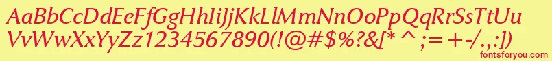 JaguarjcBookitalic Font – Red Fonts on Yellow Background