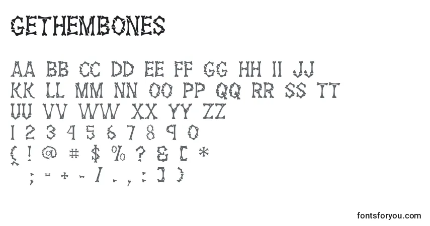 Schriftart GeThemBones – Alphabet, Zahlen, spezielle Symbole