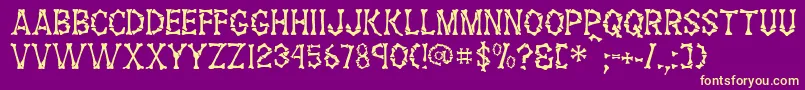 Weitere Informationen zur GeThemBones-Schriftart GeThemBones-Schriftart – Gelbe Schriften auf violettem Hintergrund