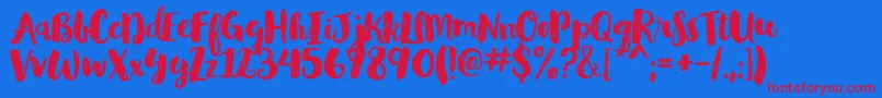 GlamourbrushRegular Font – Red Fonts on Blue Background