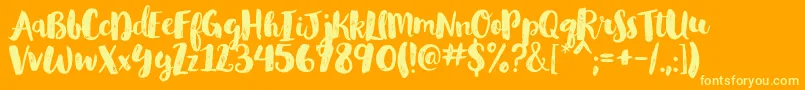 GlamourbrushRegular-Schriftart – Gelbe Schriften auf orangefarbenem Hintergrund