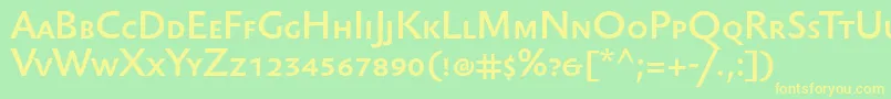 フォントSebastianmediumsc – 黄色の文字が緑の背景にあります