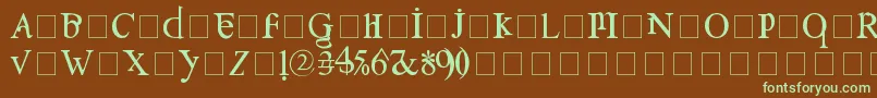 フォントConfuse – 緑色の文字が茶色の背景にあります。