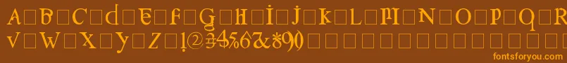 フォントConfuse – オレンジ色の文字が茶色の背景にあります。