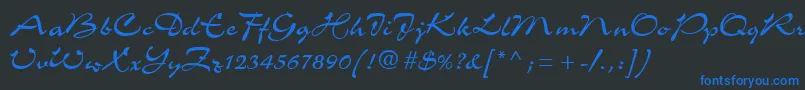 C721ScriptRegular Font – Blue Fonts on Black Background