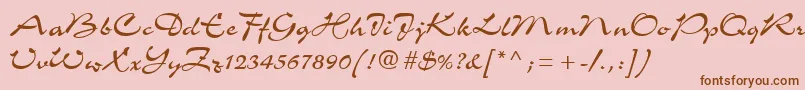 Police C721ScriptRegular – polices brunes sur fond rose