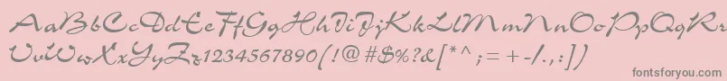 フォントC721ScriptRegular – ピンクの背景に灰色の文字