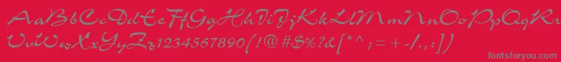 フォントC721ScriptRegular – 赤い背景に灰色の文字