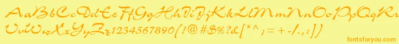 C721ScriptRegular Font – Orange Fonts on Yellow Background