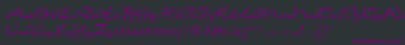 フォントC721ScriptRegular – 黒い背景に紫のフォント