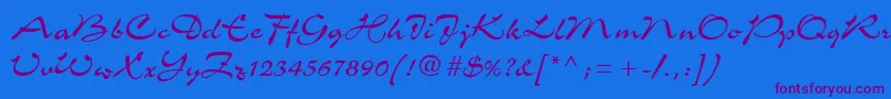 C721ScriptRegular-Schriftart – Violette Schriften auf blauem Hintergrund