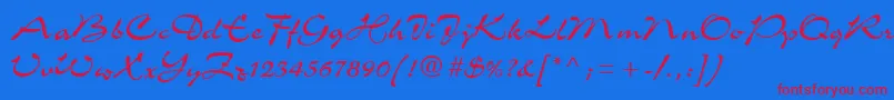 C721ScriptRegular Font – Red Fonts on Blue Background