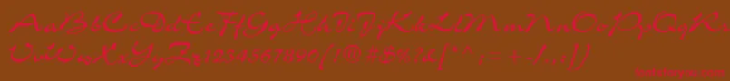 C721ScriptRegular Font – Red Fonts on Brown Background