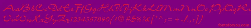 C721ScriptRegular Font – Red Fonts on Purple Background