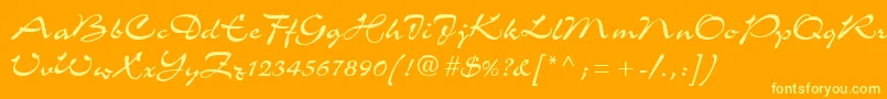 C721ScriptRegular Font – Yellow Fonts on Orange Background