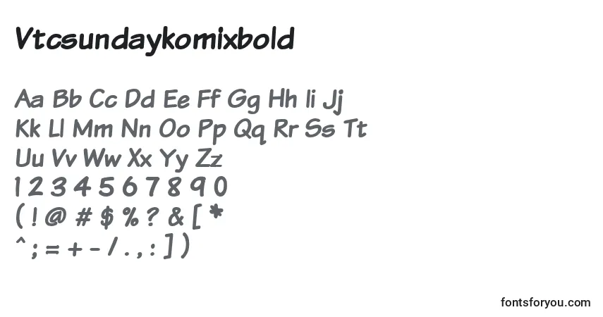 A fonte Vtcsundaykomixbold – alfabeto, números, caracteres especiais