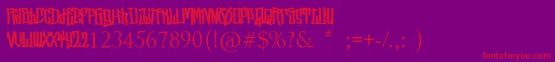 Fonte StreetVendettaDemo – fontes vermelhas em um fundo violeta